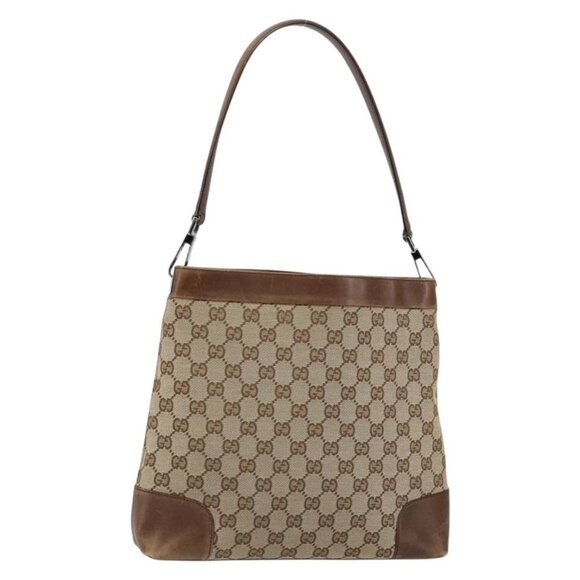 GUCCI GG Canvas Shoulder Bag Beige Brown Auth - Picture 1 of 16